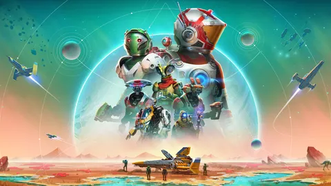 Visuel officiel paysage de No Man’s Sky montrant un environnement extraterrestre pour illustrer le guide crossplay Switch 2