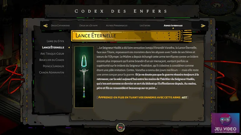 Guide des armes dans Hades - Lance