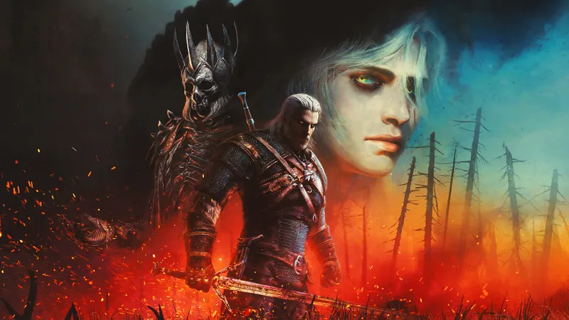 The Witcher 3 Wild Hunt montrant Geralt et Ciri dans le visuel principal officiel