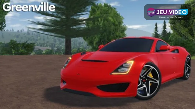 Visuel officiel de Greenville sur Roblox avec une voiture rouge au premier plan
