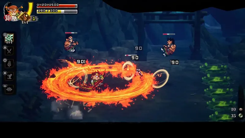 Combat en arène dans River City Saga Journey to the West