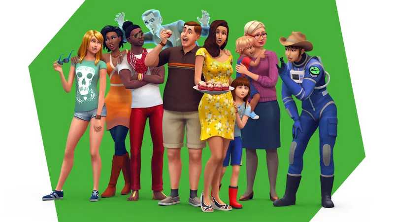 Imagen oficial con varios Sims creados para ilustrar el intercambio de personajes en la Galería