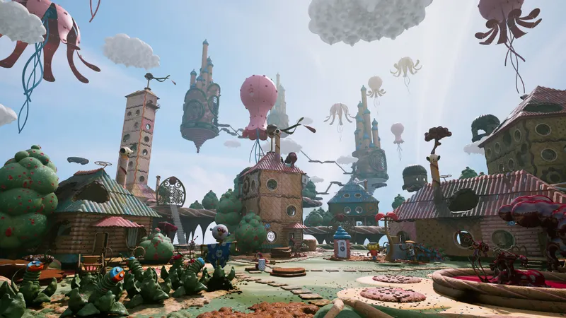 Village surréaliste de Limbo dans Atomic Heart servant d’arène ouverte avec espace de recul