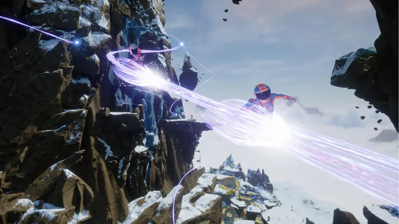 Deux joueurs en co-op traversant une zone glacée dans Revenge of the Savage Planet, exemple de coordination