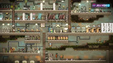 Base Oxygen Not Included organisée avec dortoirs, cultures, sanitaires et zones de travail pour survivre aux 50 premiers cycles