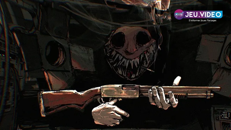Buckshot Roulette key art officiel avec le Dealer et un fusil à pompe