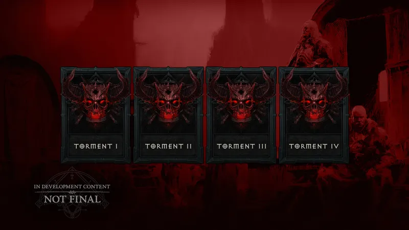 Menu des difficultés Tourment de Diablo IV montrant les paliers de haut niveau