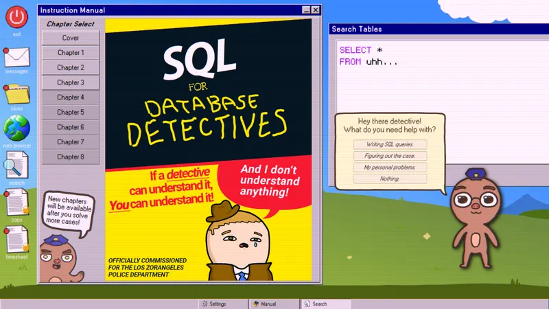 Capture officielle de Database Detective : Minor Crimes Division avec les éléments d’une affaire à recouper