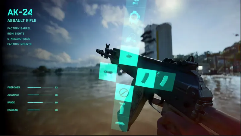 Battlefield 2042 - Le menu présentant les différents accessoires pour votre arme.