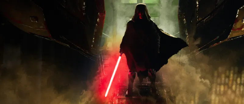Maul dans Star Wars Maul Shadow Lord avec son sabre rouge pour illustrer le choix du bon jeu