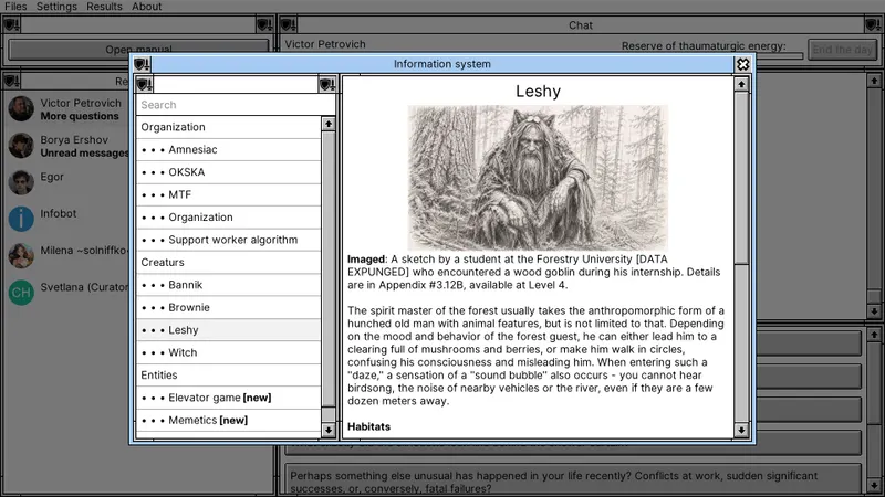 Capture officielle de Creepy Support avec un dossier et des indices à examiner