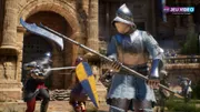 Bataille médiévale de Mordhau illustrant le jeu multijoueur entre PC, PlayStation et Xbox