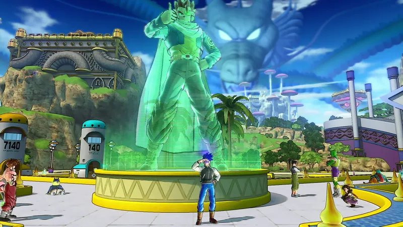 Capture officielle Steam de Dragon Ball Xenoverse 2 avec personnages et décor cel-shading