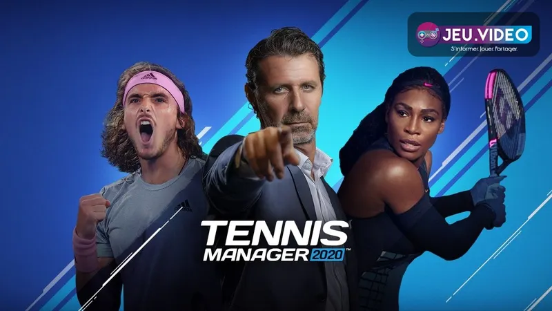Tennis Manager 26 avec joueur de tennis et logo officiel du jeu