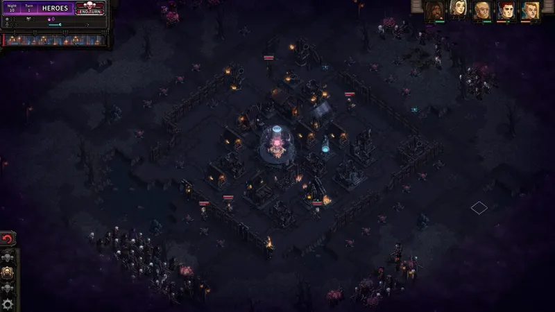 Ishtar Games - Capture d'écran de The Last Spell, les personnages sont positionnés sur la grille de jeu et attendent les ennemis.