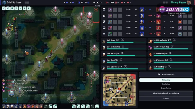 Teamfight Manager 2 sortie Steam avec logo et scène esport pixel art