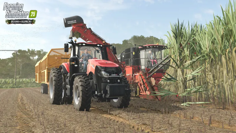 Farming Simulator 25 montrant les nouvelles machines agricoles de Beans & Alpacas
