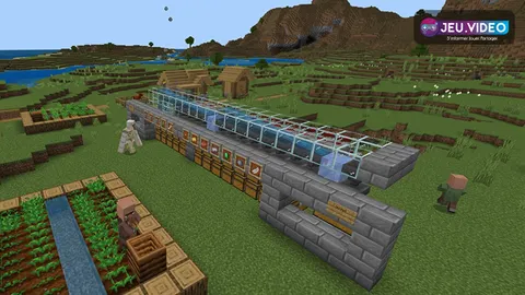 Atelier officiel Minecraft avec circuits de redstone, répéteurs, comparateurs et mécanismes simples.