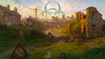 Visuel paysage officiel d’After Inc : Revival présentant une colonie humaine dans un Royaume-Uni post-apocalyptique