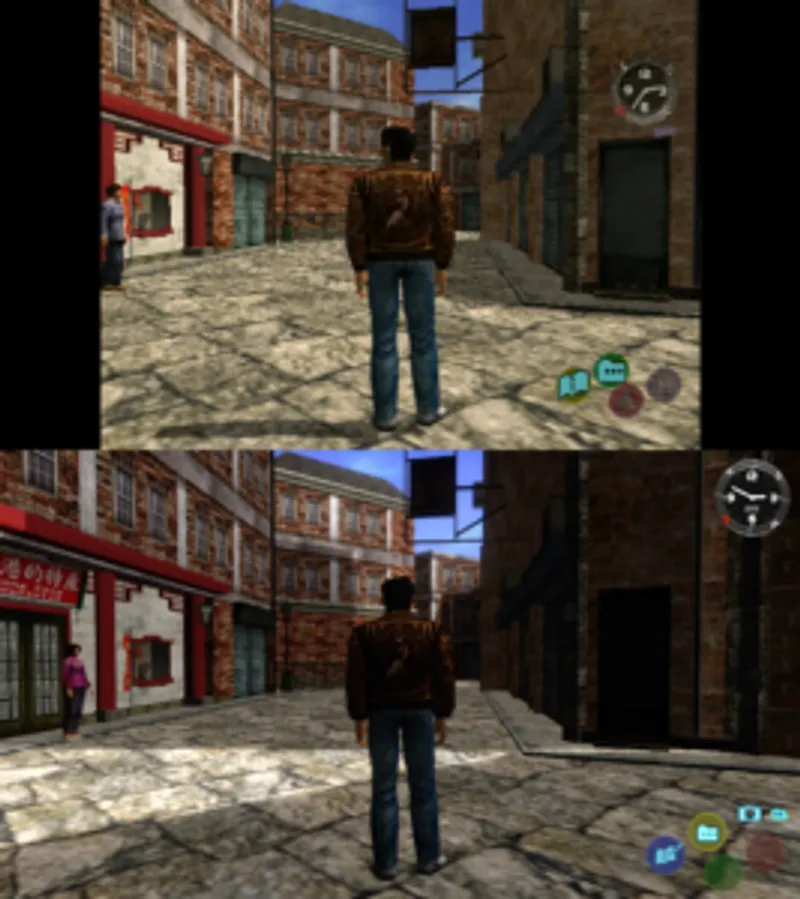 Shenmue I & II - Comparaison de la version originale (en haut) avec la compilation (en bas)