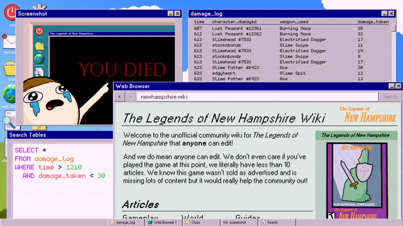 Official Database Detective: Minor Crimes Division screenshot showing the investigation interface