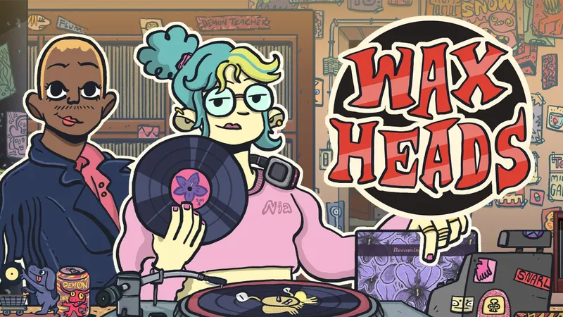 Wax Heads sortie montrant le comptoir de Repeater Records et le logo du jeu