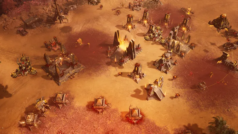 Base Veti de Tempest Rising avec structures extraterrestres en construction