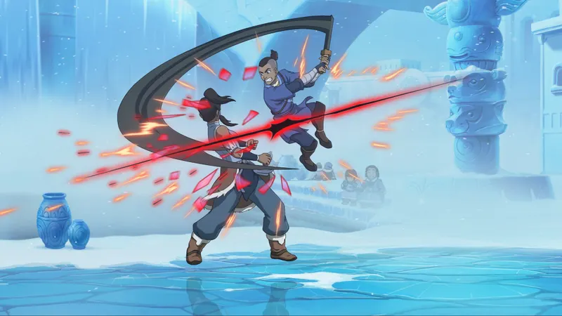 Combat en 2D dans Avatar Legends The Fighting Game avec effets élémentaires