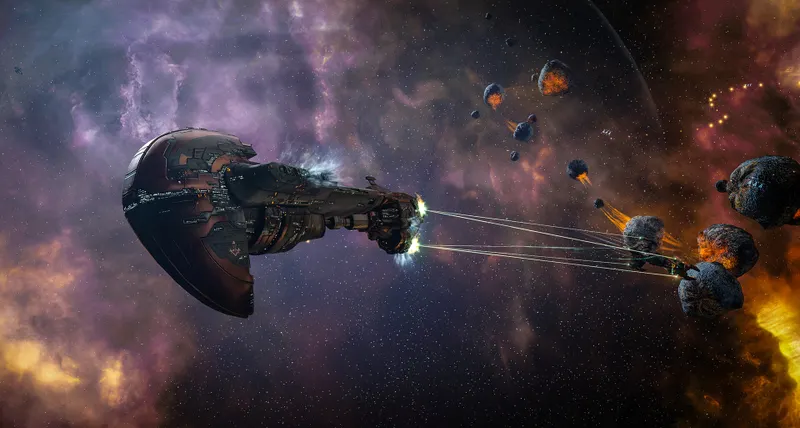 Official EVE Online visual placed alongside the steps for discovering ships and activities