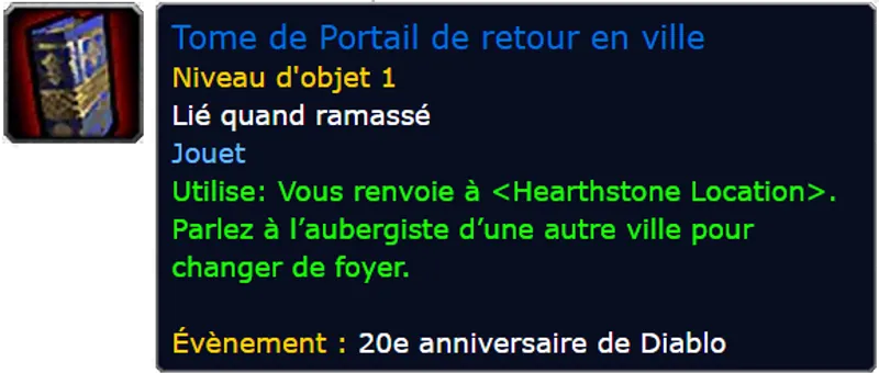 world of warcraft tome de portail de retour