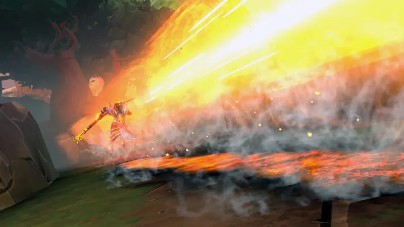 Affrontement de SMITE dans une zone de combat ouverte, exemple de session à jouer après avoir vérifié les limites de plateforme