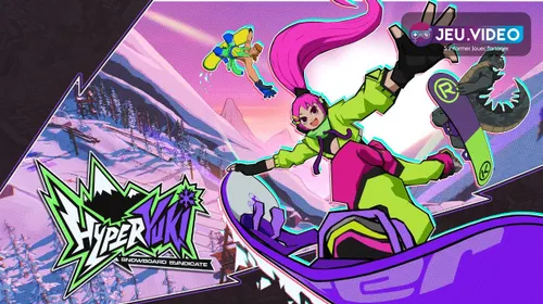 HYPERyuki trailer avec snowboardeuse arcade et logo officiel du jeu
