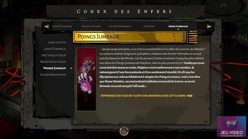 Guide des armes dans Hades - poings