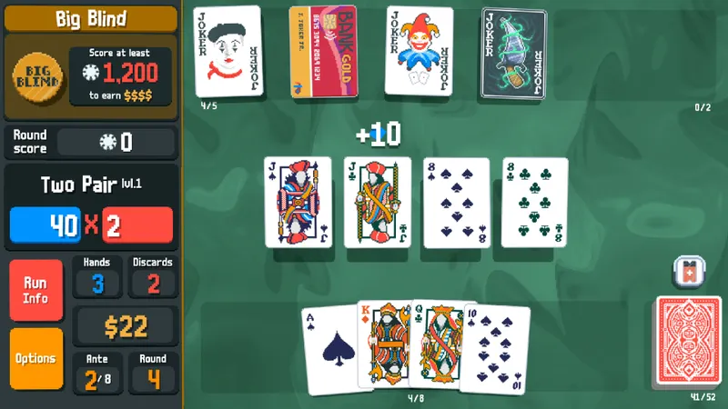 Capture officielle de Balatro montrant le contexte de gameplay pour l'étape 2 du guide joueur
