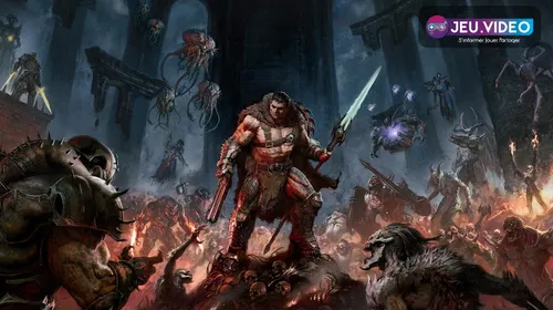 DOOM The Dark Ages Revelations key art officiel avec le Slayer et la Chain Spear