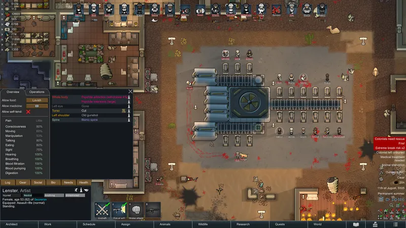 Projet de vaisseau dans RimWorld rappelant que la technologie doit d abord stabiliser la colonie