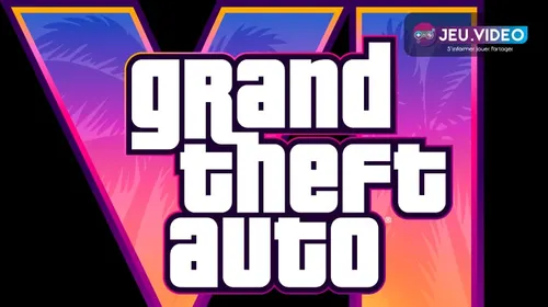 Logo officiel de GTA 6 sur fond néon rose, violet et orange