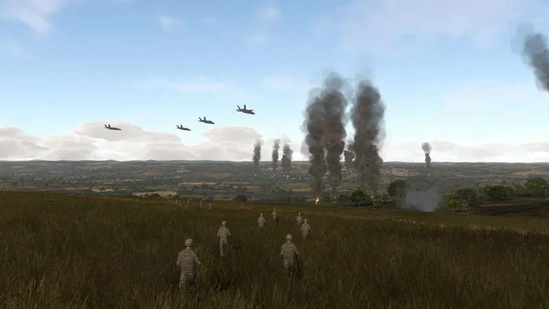 Battlespace Command montrant des unités militaires et une interface de commandement