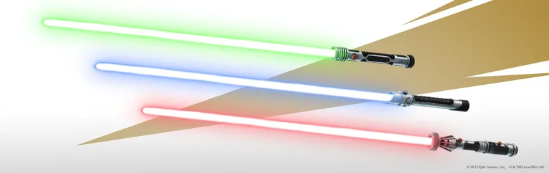 Sabres laser vert bleu et rouge dans Fortnite pour comparer l