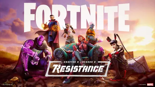 Fortnite : illustration officielle paysage du Battle Royale et de ses personnages