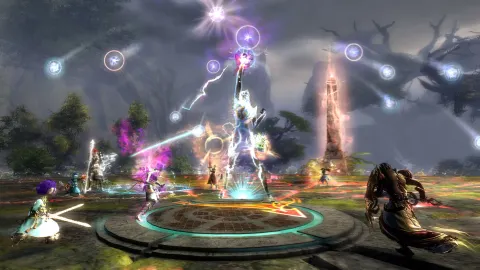 Visuel officiel paysage de Guild Wars 2 pour illustrer le guide de démarrage consacré aux commandes, au combat et à l’exploration