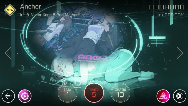 Cytus II montrant un personnage et une mise en scène narrative futuriste