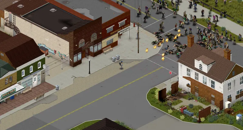 Project Zomboid in a Steam gallery screenshot showing a wooded setting
