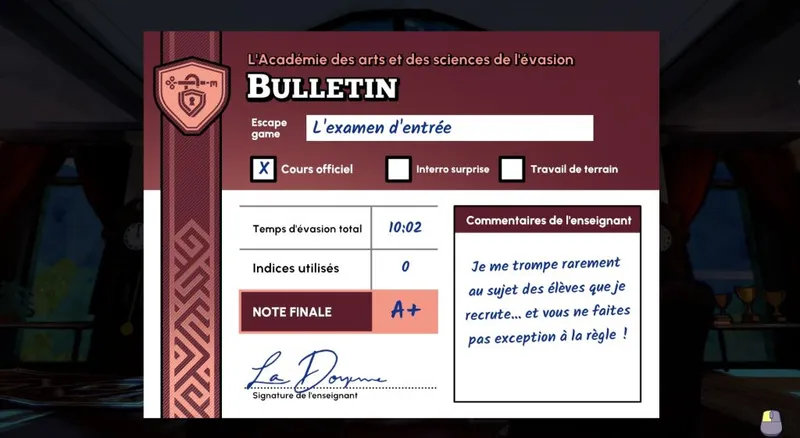 Test démo Escape Academy - Bulletin