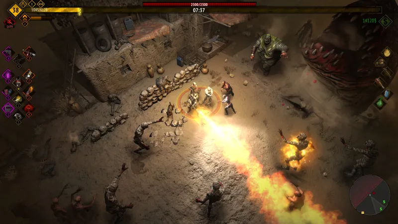 Official Steam screenshot of Yet Another Zombie Survivors with a wave of zombies surrounding the team