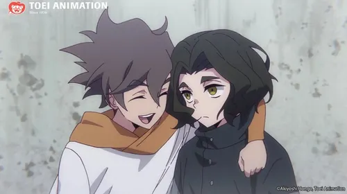Tomoro, Gekkomon et Asuka sur le visuel officiel de l’arc Asuka de Digimon Beatbreak