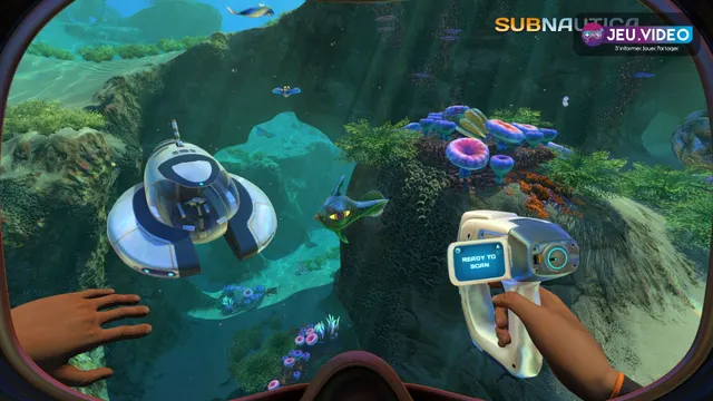 Visuel officiel de Subnautica montrant l environnement sous-marin à préparer avant une expédition vers l Aurora