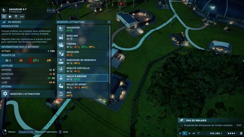 Jurassic World Evolution 2 - gestion des attractions