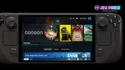 Écran d’accueil SteamOS sur Steam Deck montrant la bibliothèque et l’interface à régler avant d’optimiser un jeu exigeant