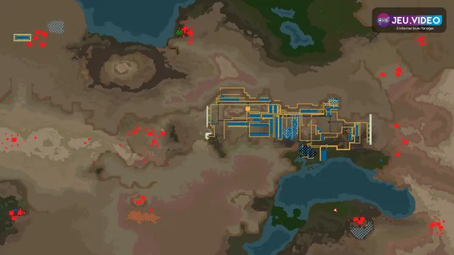 Base Factorio en vue aérienne avec chaînes de production et défenses contre les biters